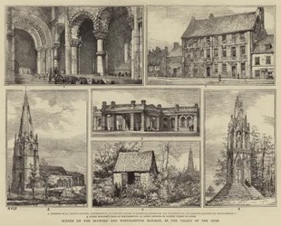 Szenen auf der Bedford und Northampton Eisenbahn, im Tal der Ouse